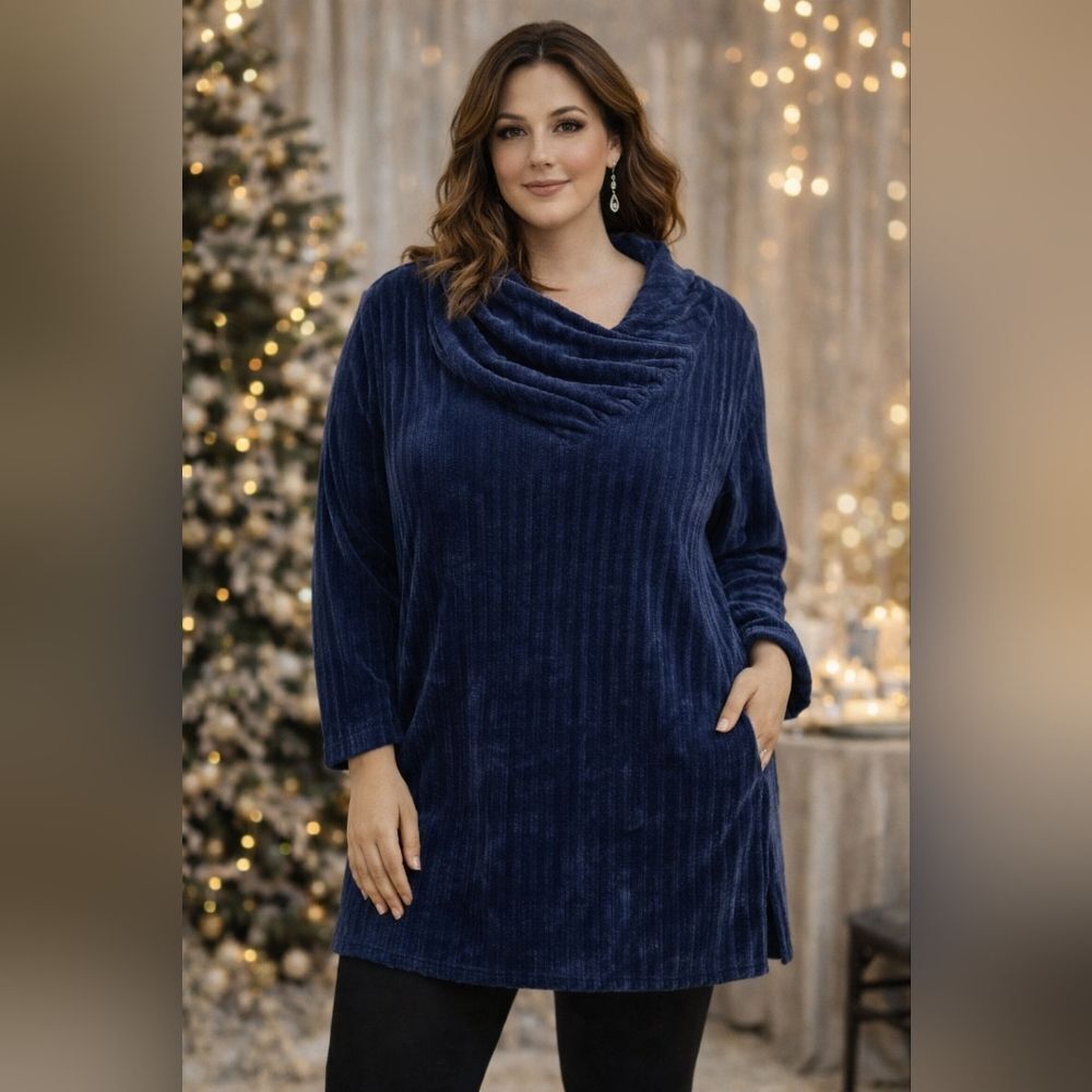 Indigo Soul Pullover Sweater Navy Blue Cozy Core Winter Wear Plus Size 2X